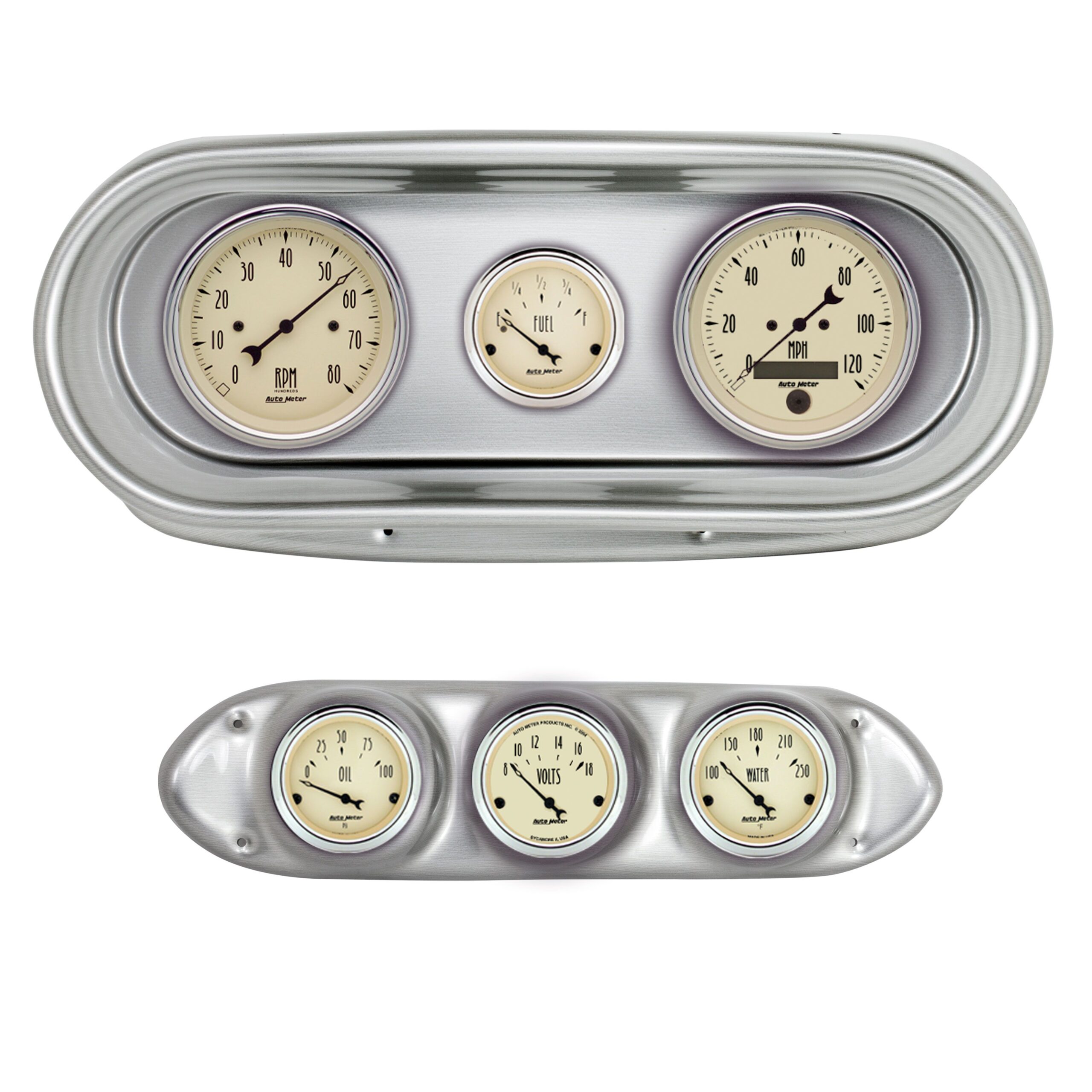 AUTOMETER Direct Fit Dash Kit, Nova 62-65, Tach/MPH/Fuel/Oilp/Wtmp/Volt, Antique Beige