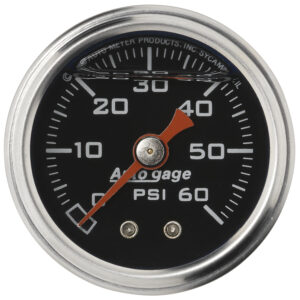 AUTOMETER Pressure Gauge 1.5" Direct Mount, 60PSI, Liquid Filled Mech, Black, 1/8" NPTF Male