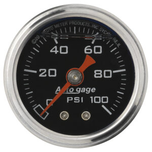AUTOMETER Pressure Gauge 1.5" Direct Mount, 100PSI, Liquid Filled Mech, Black, 1/8" NPTF Male