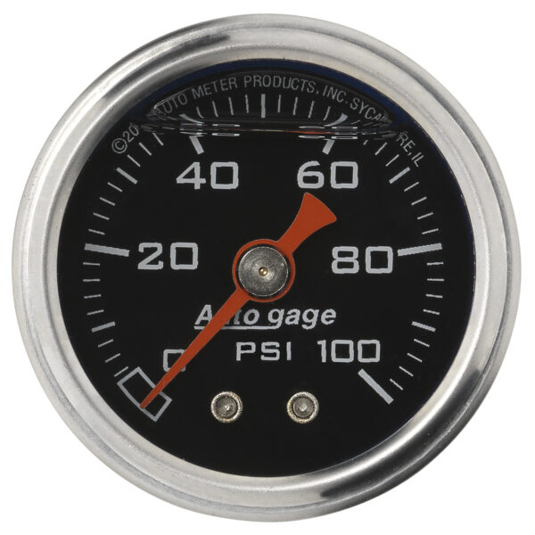 AUTOMETER Pressure Gauge 1.5" Direct Mount, 100PSI, Liquid Filled Mech, Black, 1/8" NPTF Male