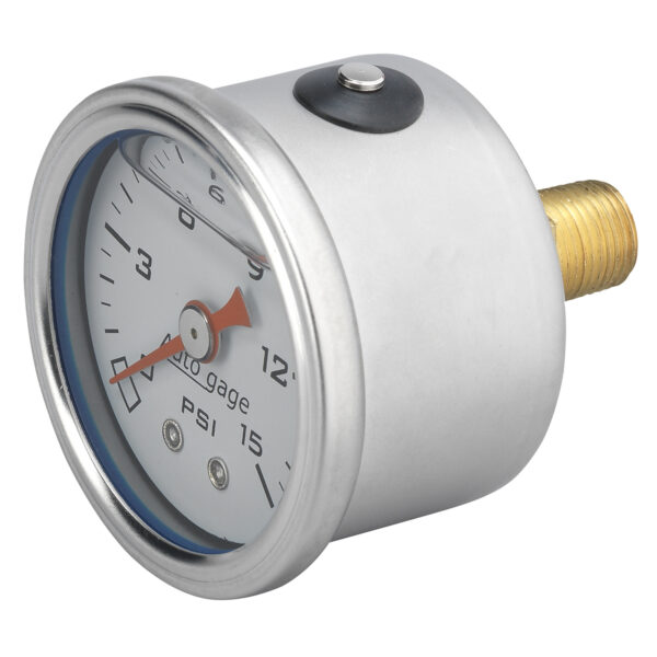 AUTOMETER Pressure Gauge 1.5" Direct Mount, 15PSI, Liquid Filled Mech, White, 1/8" NPTF Male - Image 3