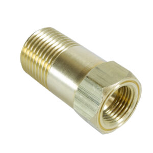 AUTOMETER Fitting, Adapter, 1/2" NPT Male, Extension, Brass, For Mech. Temp. Gauge