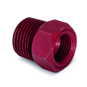 AUTOMETER Adaptor Fitting, Male 1/2 Inch NPT to 5/8 Inch UNF, Aluminium, Red