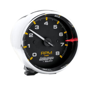 AUTOMETER Tachometer Gauge 3 3/4", 8K RPM, Pedestal, Black Dial Chrome Case, Autogage