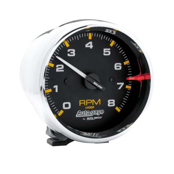 AUTOMETER Tachometer Gauge 3 3/4", 8K RPM, Pedestal, Black Dial Chrome Case, Autogage