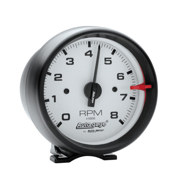 AUTOMETER 3 3/4 Inch Pedestal Tachometer Gauge, 8K RPM, White Dial, Autogage