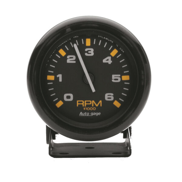 AUTOMETER Tachometer Gauge 2 3/4", 6K RPM, Pedestal, Black Dial Black Case, Autogage