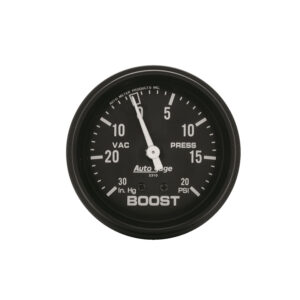 AUTOMETER Vacuum/Boost Gauge 2 5/8", 30Inhg-20PSI, Mechanical, Black, Autogage