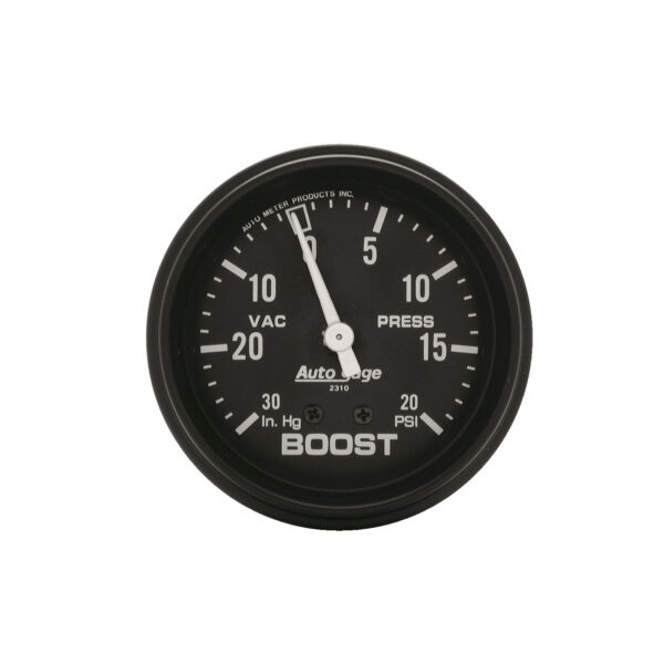 AUTOMETER Vacuum/Boost Gauge 2 5/8", 30Inhg-20PSI, Mechanical, Black, Autogage