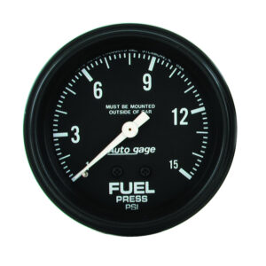 AUTOMETER Fuel Pressure Gauge 2 5/8" 0-15PSI, Mechanical, Black, Autogage
