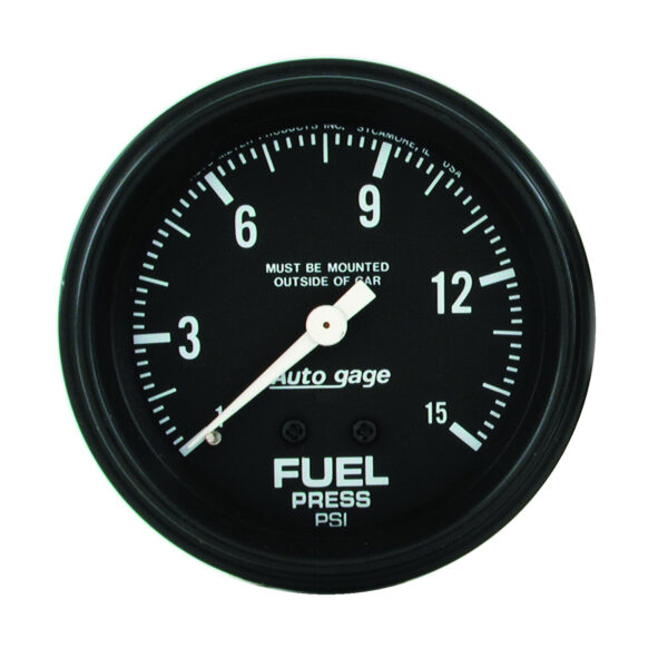 AUTOMETER Fuel Pressure Gauge 2 5/8" 0-15PSI, Mechanical, Black, Autogage