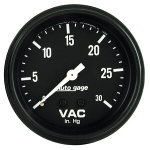 AUTOMETER Vacuum Gauge 2 5/8", 30Inhg, Mechanical, Black, Autogage