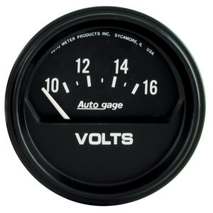 AUTOMETER Voltmeter Gauge 2 5/8", 16V, Elec, Black, Autogage