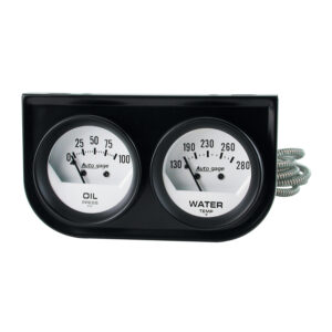 AUTOMETER Gauge Console, Oilp/Wtmp, 2", 100PSI/280°f, Wht Dial, Black Bzl, Autogage
