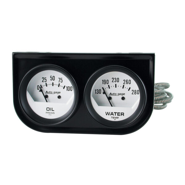 AUTOMETER Gauge Console, Oilp/Wtmp, 2", 100PSI/280°f, Wht Dial, Black Bzl, Autogage