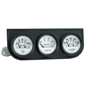 AUTOMETER Gauge Console, Oilp/Wtmp/Volt, 2", 100PSI/280°f/16V, Wht Dial, Black Bzl, Ag