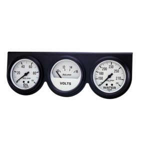 AUTOMETER Gauge Console, Oilp/Wtmp/Volt, 2 5/8", 100PSI/280°f/16V, Wht Dial, Black Bzl, Ag