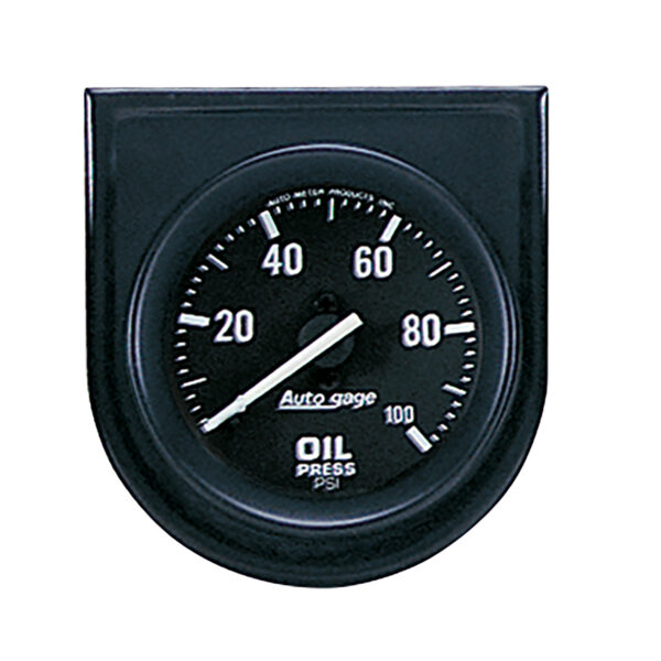AUTOMETER Gauge Console, Oil Press, 2", 100PSI, Black Dial, Black Bezel, Autogage