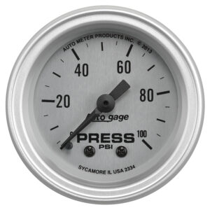 AUTOMETER Gauge Console, Oil Pressure, 2 1/16", 100PSI, Slvr Dial, Slvr Bezel, Autogage