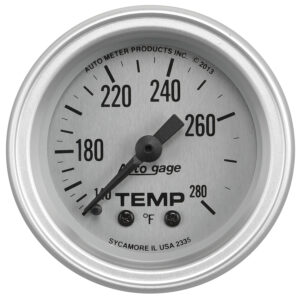 AUTOMETER Gauge Console, Water Temperature, 2 1/16", 280°f, Slvr Dial, Slvr Bezel, Autogage