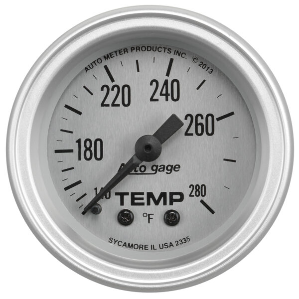 AUTOMETER Gauge Console, Water Temperature, 2 1/16", 280°f, Slvr Dial, Slvr Bezel, Autogage