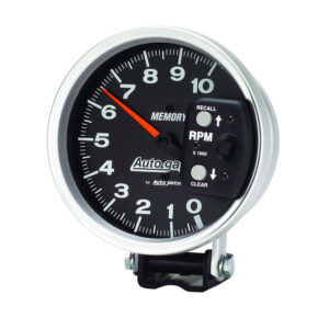 AUTOMETER Tachometer Gauge 5", 10K RPM, Pedestal W/ Peak Memory, Black, Auto Gage