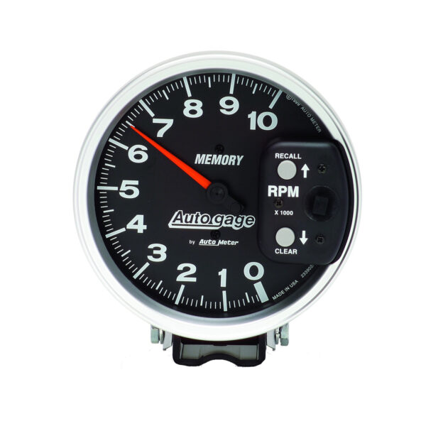 AUTOMETER Tachometer Gauge 5", 10K RPM, Pedestal W/ Peak Memory, Black, Auto Gage - Image 2