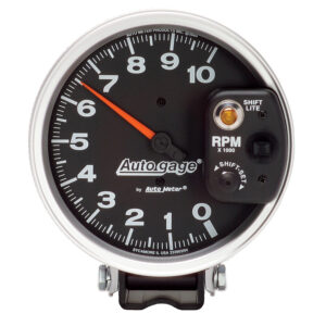 AUTOMETER Tachometer Gauge 5", 10K RPM, Pedestal W/ Int. Shift Light, Black, Auto Gage