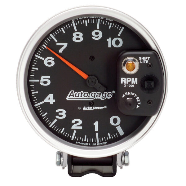 AUTOMETER Tachometer Gauge 5", 10K RPM, Pedestal W/ Int. Shift Light, Black, Auto Gage