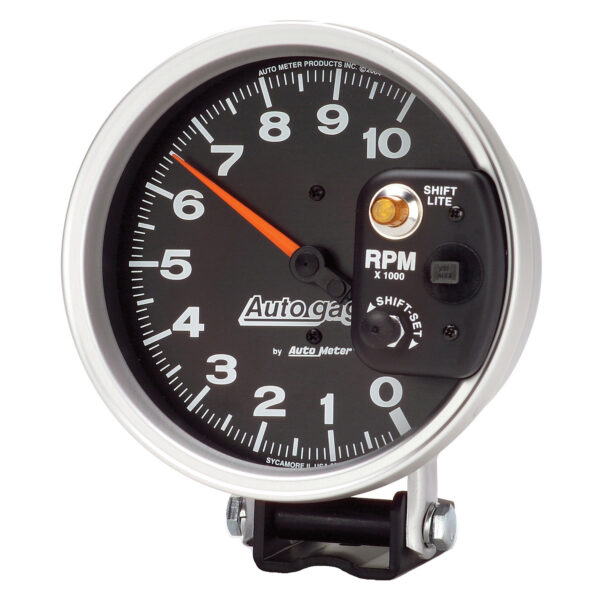 AUTOMETER Tachometer Gauge 5", 10K RPM, Pedestal W/ Int. Shift Light, Black, Auto Gage - Image 2