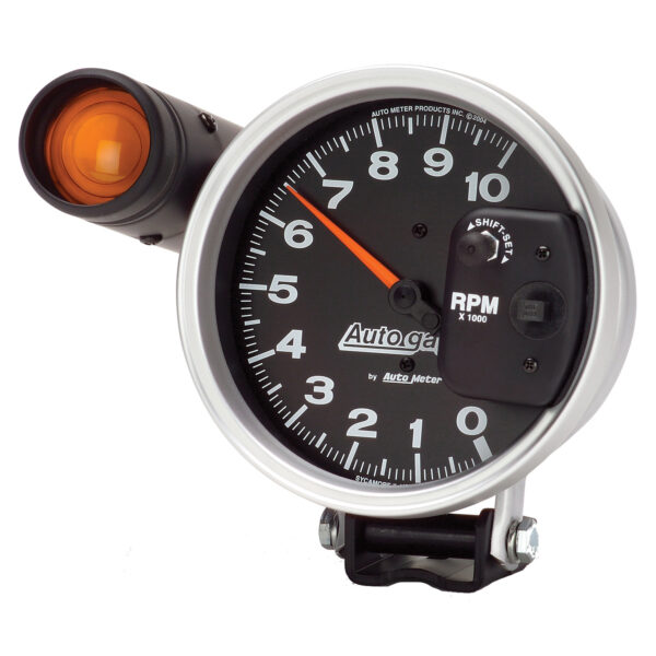 AUTOMETER Tachometer Gauge 5", 10K RPM, Pedestal W/ Ext. Shift-Lite, Black, Auto Gage - Image 2