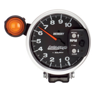 AUTOMETER Tachometer Gauge 5", 10K RPM, Pedestal W/ Ext. Shift-Lite & Mem, Black, Auto Gage