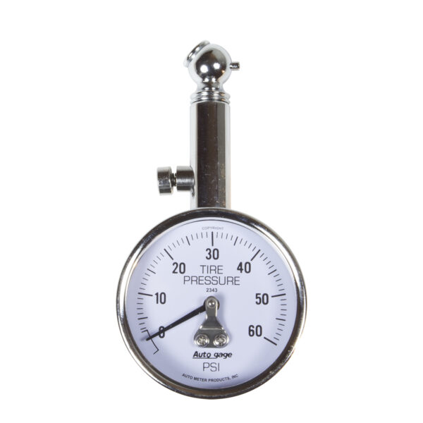 AUTOMETER Gauge, Tyre Pressure, Analogue, 60PSI, White Dial, W/ Peak Hold, Autogage