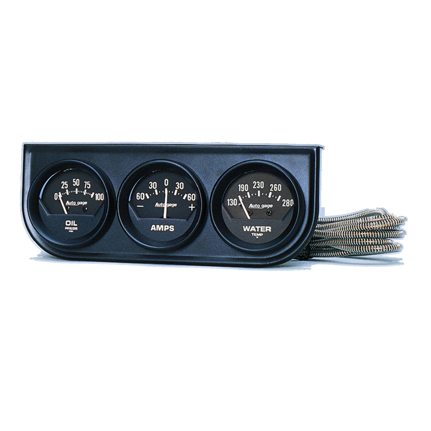 AUTOMETER Gauge Console, Oilp/Wtmp/Amp, 2", 100PSI/280°f/60A, Black Dial, Black Bzl, Ag