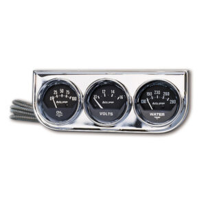 AUTOMETER Gauge Console, Oilp/Wtmp/Volt, 2", 100PSI/280°f/16V, Black Dial, Chrome Bzl, Ag