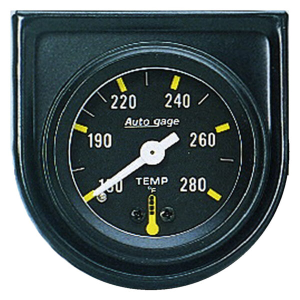 AUTOMETER Gauge Console, Water Temp, 1.5", 280°f, Mech, Black Dial, Black Bezel, Autogage