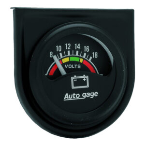 AUTOMETER Gauge Console, Voltmeter, 1.5", 18V, Black Dial, Black Bezel, Autogage