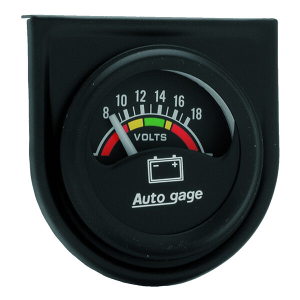AUTOMETER Gauge Console, Voltmeter, 1.5", 18V, Black Dial, Black Bezel, Autogage