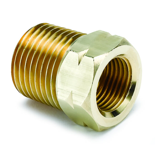 AUTOMETER Fitting, Adapter, 1/2" NPT Male, Brass, For Auto Gage Mech. Temp.