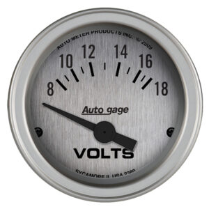 AUTOMETER Gauge Console, Voltmeter, 2 1/16", 18V, Slvr Dial, Slvr Bezel, Autogage