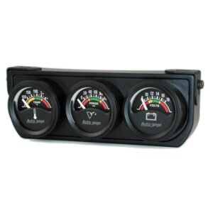 AUTOMETER Gauge Console, Oilp/Wtmp/Volt, 1.5", 100PSI/280°f/18V, Elec Bk Dial, Bk Bzl, Ag
