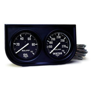 AUTOMETER Gauge Console, Oilp/Wtmp, 2", 100PSI/280°f, Black Dial, Black Bzl, Autogage