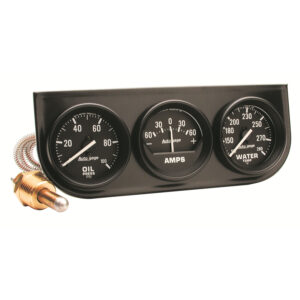 AUTOMETER Gauge Console, Oilp/Wtmp/Amp, 2", 100PSI/280°f/60A, Black Dial, Black Bzl, Autogage