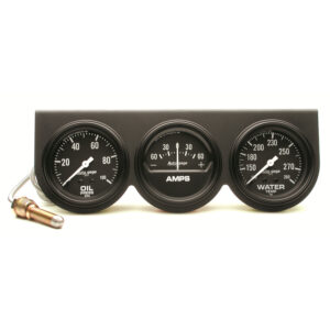 AUTOMETER Gauge Console, Oilp/Wtmp/Amp, 2 5/8", 100PSI/280°f/60A, Black Dial, Black Bzl, Ag