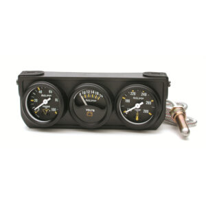 AUTOMETER Gauge Console, Oilp/Wtmp/Volt, 1.5", 100PSI/280°f/18V, Mech Bk Dial, Bk Bzl, Ag