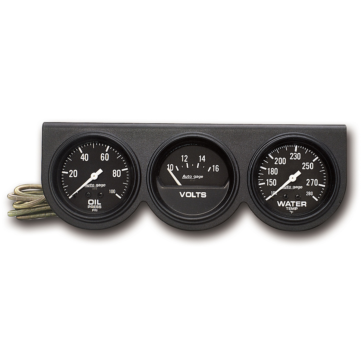 AUTOMETER Gauge Console, Oilp/Wtmp/Volt, 2 5/8", 100PSI/280°f/16V, Black Dial, Black Bzl, Ag