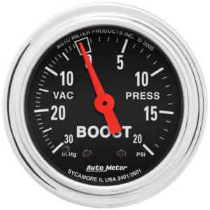 AUTOMETER Vacuum/Boost Gauge 2 1/16", 30Inhg-20PSI, Mechanical, Traditional Chrome