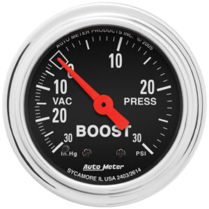 AUTOMETER Vacuum/Boost Gauge 2 1/16", 30Inhg-30PSI, Mechanical, Traditional Chrome