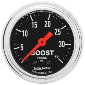 AUTOMETER Gauge, Boost, 2 1/16", 35PSI, Mechanical, Traditional Chrome