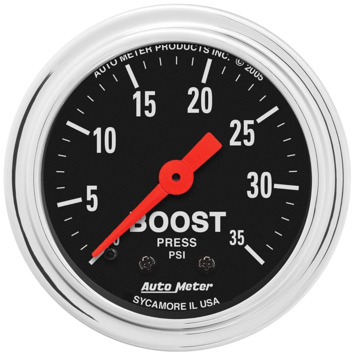 AUTOMETER Gauge, Boost, 2 1/16", 35PSI, Mechanical, Traditional Chrome